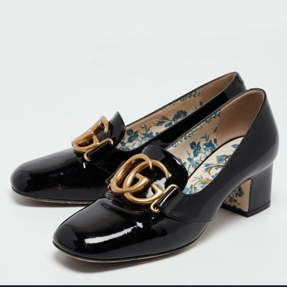 VERNICE MARMONT PUMP BLACK  PATENT  GG LOGO - Picture 3 of 11